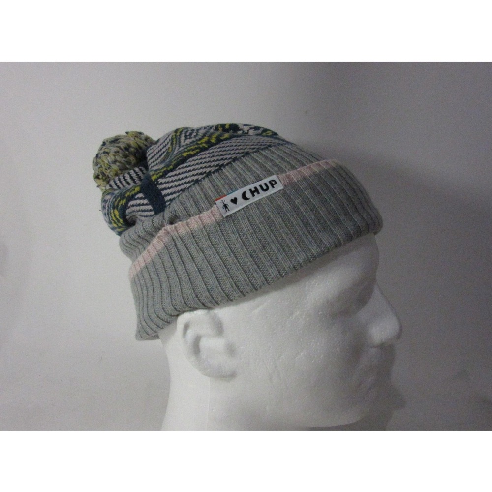 Smartwool CHUP Beanie Mens OS Multicolor Excellent Fair Isle Pom Merino Wool Hat